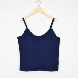 J.Crew Factory Scalloped Sweater Shell Tank Navy Size XXL NWT